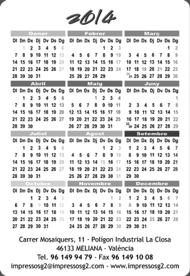calendarios bolsillo cara b negro plano