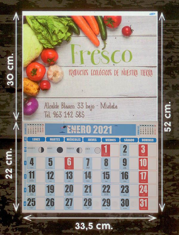 Calendarios faldilla (33,5) color 1 calndarios de pared 335nueva